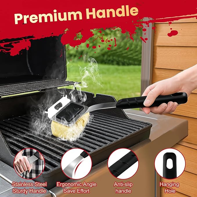 Grill Brush Bristle Free + 5 Replaceable Pads, Grill Cleaner Brush for Outdoor Grill, Steam Grill Brush and Scraper for Cast Iron/Stainless Steel Grates, BBQ Grill Brush, Gift for Men Dad