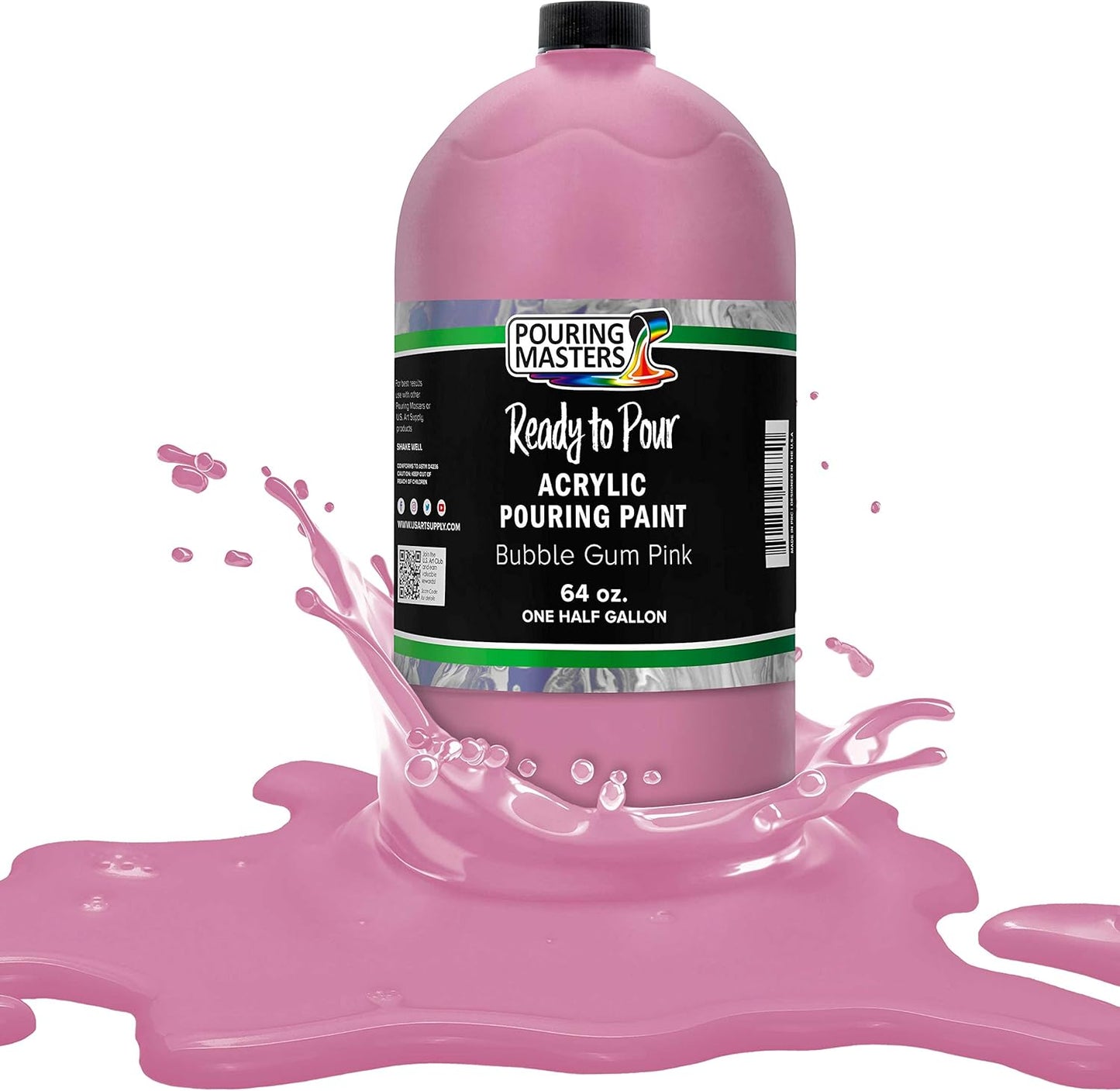 POURING MASTERS Bubble Gum Pink Acrylic Ready to Pour Pouring Paint - Premium 64-Ounce Pre-Mixed Water-Based - for Canvas, Wood, Paper, Crafts, Tile, Rocks and More
