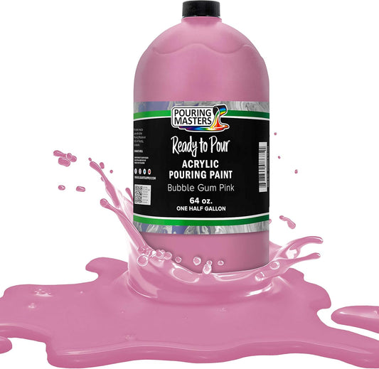 POURING MASTERS Bubble Gum Pink Acrylic Ready to Pour Pouring Paint - Premium 64-Ounce Pre-Mixed Water-Based - for Canvas, Wood, Paper, Crafts, Tile, Rocks and More
