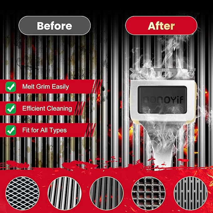 Grill Brush Bristle Free + 5 Replaceable Pads, Grill Cleaner Brush for Outdoor Grill, Steam Grill Brush and Scraper for Cast Iron/Stainless Steel Grates, BBQ Grill Brush, Gift for Men Dad
