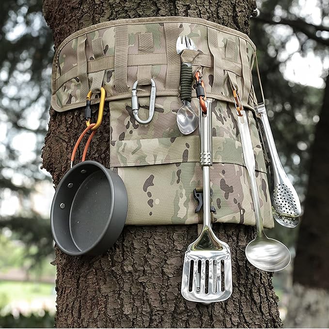 Camping Tableware Bag Travel Cooking Utensils Organizer Carry Case Picnic Roll Flatware Organizers Dinnerware Storage Portable Pouch for