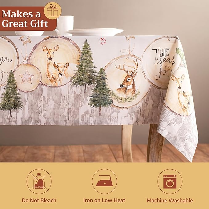 Maison d' Hermine Table Cloth Square Table 100% Cotton 60 x 60 Inches Fall Tablecloth Reusable Everyday Use for Thanksgiving Christmas Decorations Dining Farmhouse Party (Mountain Life)