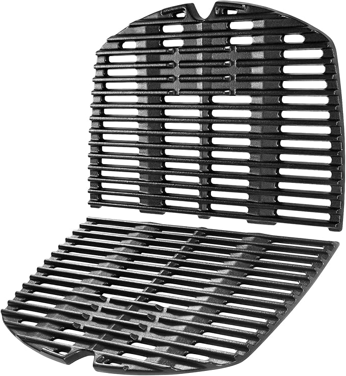 GGC 7645 7583 Grill Grates for Weber Q220 Q200 Q2000 Q2400 Q260 Gas Grills, 21.5" x 15.3" Cast Iron Cooking Grates for Weber 396000 396001 53060001, 2PCS Replacement Parts for Weber Baby Q