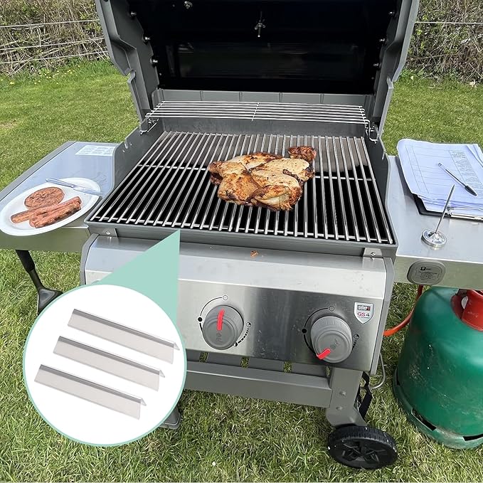 SUS 304 Grill Grates & 15.3" Flavorizer Bars for Weber Spirit I / II 300 Series, for Weber Spirit S-310,E-310,S-320,E-320,SP-330,SP-320,S-330,SP-310 Grills with Front Control Knobs,for Weber 7638 7636