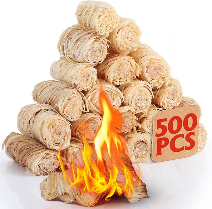 USKICH 500Pcs Fire Starter - Natural Fire Starters for Campfires,Fireplace, Pellet Stove & Wood, Fire Pit, Smoker, BBQ, Chimney, Pizza Oven - Fire Starters for Grill, Charcoal Starter