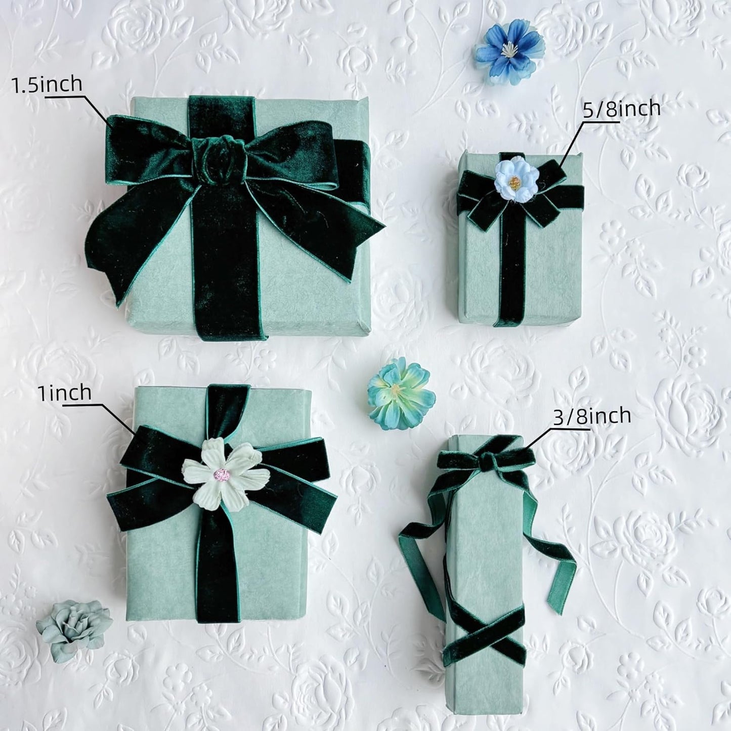 Vintage Hunter Green Velvet Ribbon, 1 Inch X 25Yd