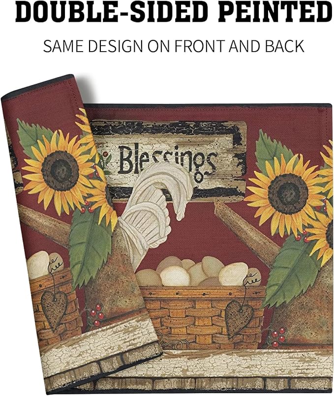 Giwawa Vintage Rooster Placemats Set of 4 Farmhouse Chicken Linen Table Mat Rustic Country Style Farm Animal Print Heat Resistant Non-Slip Washable Place Mats for Dining Kitchen Party Decor