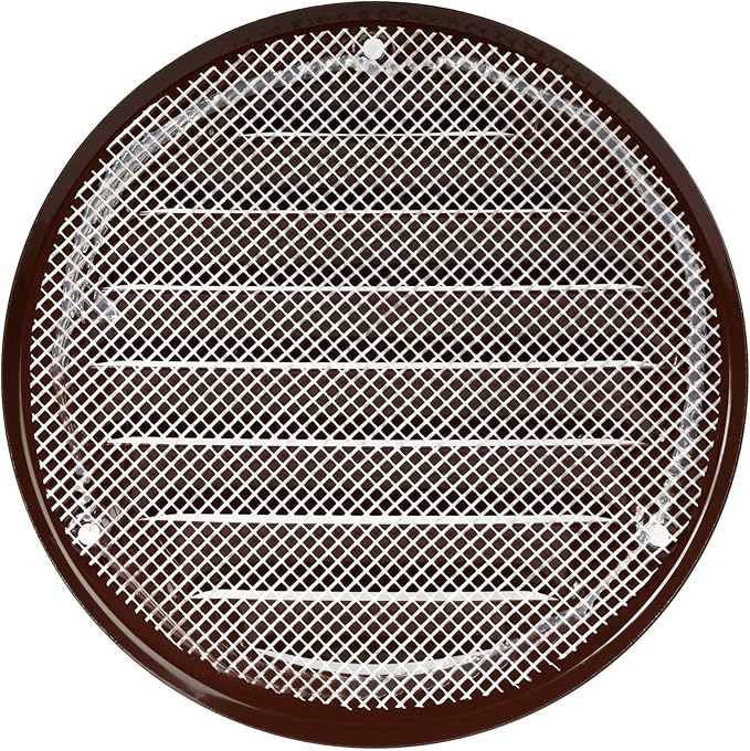 Repa Market 5-Pack 4 Inch (Opening Dimensions) Round Air Vent Cover/Brown Galvanized Steel Louvered Grill Cover with Mesh Screen/Wall or Ceiling Vent/HVAC Register for DIY Home Improvement