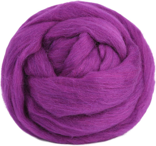 3.53oz Wool Roving Yarn, Fiber Roving Wool Top, Needle Felting Supplies, Pure Wools, Chunky Yarn, Spinning Wools for Needle Felting Wet DIY Hand Spinning (Purple)