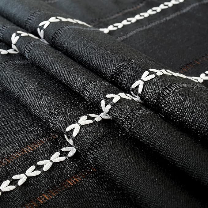 Chassic 60 x 84 inches Farmhouse Style Linen tablecloths, Wrinkle Resistant Washable Dining Room Table Cloths for Rectangle Tables - Hemstitch Black