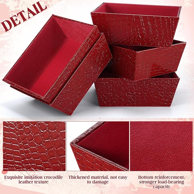 Wonderjune 20 Pcs Valentines Day Gift Baskets Empty To Fill Baskets For Gifts Empty With Gift Bag Bow Valentines Gifts Storage Basket Bulk for Wedding Party Wrapping(Wine Red)