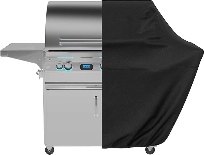 Amazon Basics Gas Grill Barbecue Cover for Outdoor, Waterproof, Anti-UV, Durable, 46 Inch, Small, Black