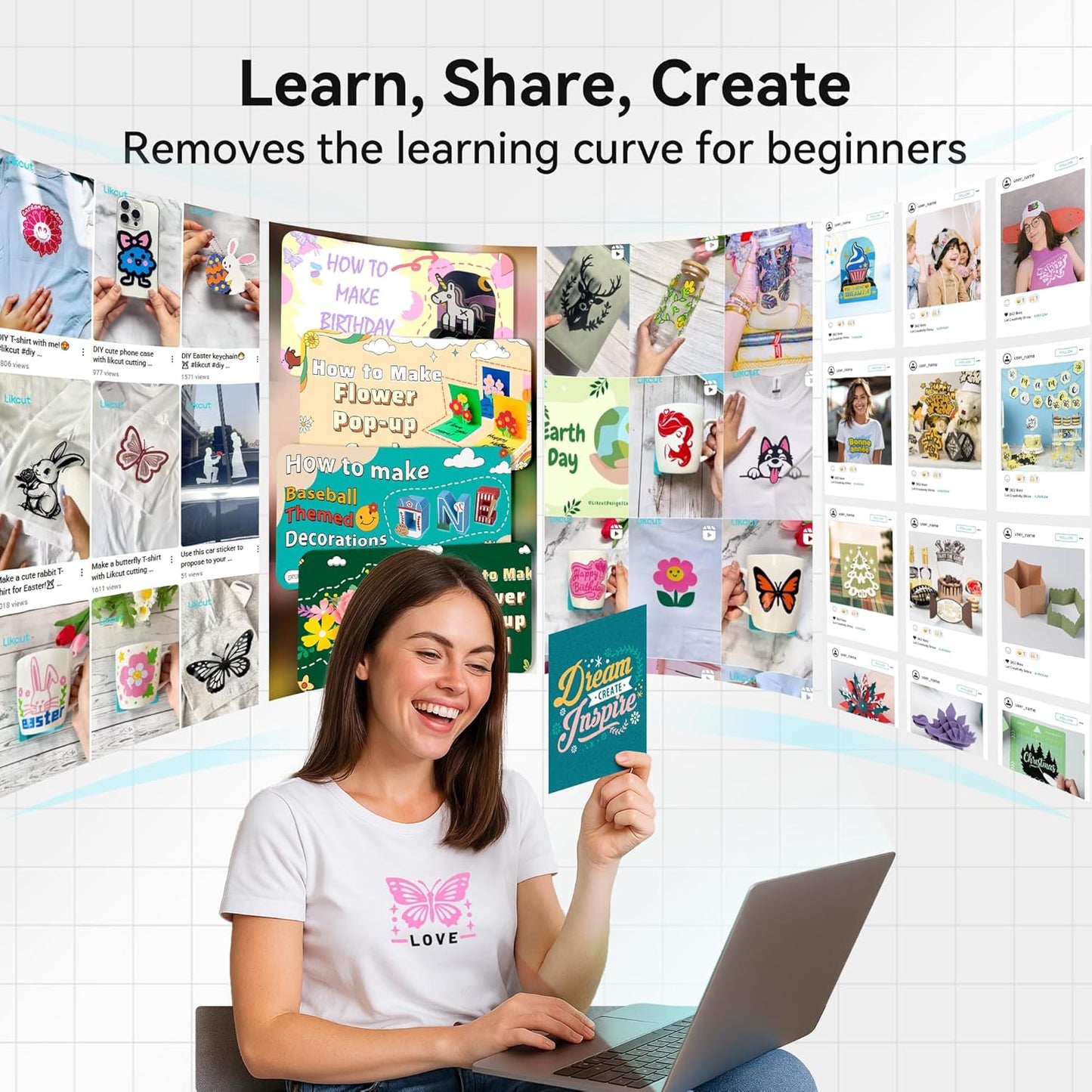 Likcut Vinyl Cutter Machine, Smart Sticker Maker Glee S501 for DIY Joy, Portable Cutting Tool for Crafting Beginner, Compact Design for Home & School Craft Projects, DIY Home Decor, Blue