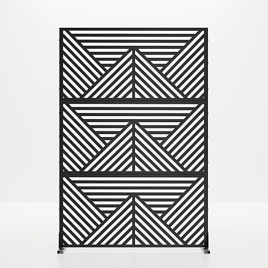 Casaphoria 72" H x 47" W Metal Outdoor Privacy Screen, Freestanding Decorative Divider for Patio, Deck, Balcony, and Garden with Stable Base, Black Zodiac