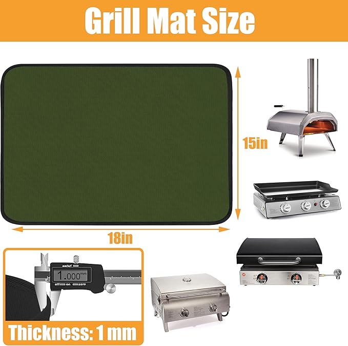 Blackstone Griddle BBQ Mat - Heat Resistant, Fireproof, Protects Outdoor Grill Table and Indoor Fireplace - 0.04in Thickness