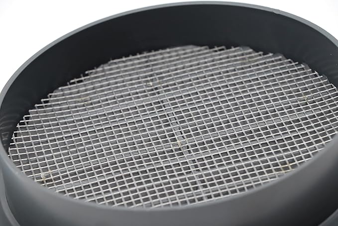Graphite/Gray 5" Inch Round Ventilation Grille with Insect mesh. (Duct 5Ø / Grille 6Ø) Ventilation Applications. Indoor and Outdoor Vent Cover. Available 3 Sizes / 4 Colors.