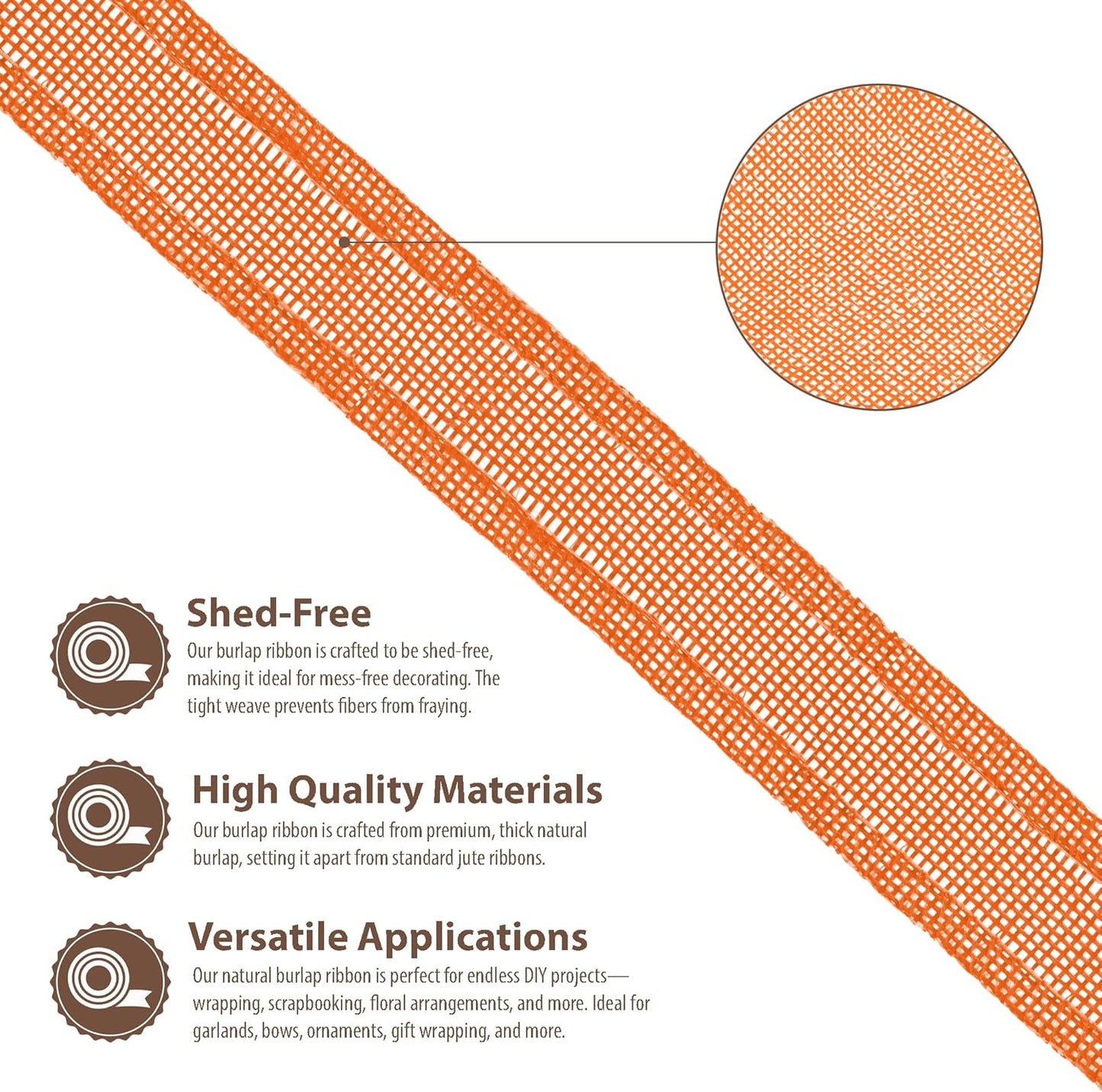 Mandala Crafts Orange Burlap Wired Ribbon 1 Inches Wide Jute Ribbons for Crafts - 10 Yds Roll Rustic Burlap Wrap Trim Ribbons for Wreaths Bows Party Decoration