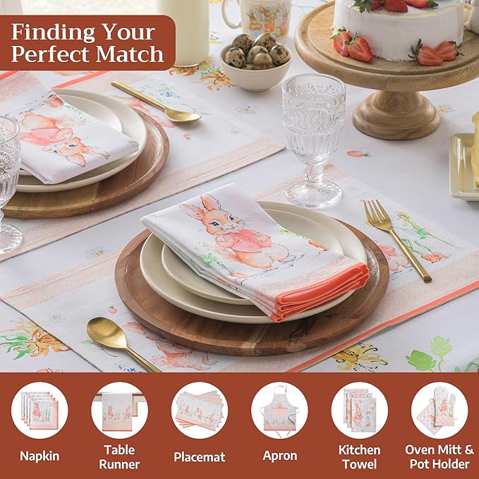 Maison d'Hermine Table Cloth Rectangle Table 100% Cotton Tablecloth for Dining Room, Farmhouse, Home, Hotel, Parties & Wedding - Ideal for Easter Decorations Spring & Summer (Bunny Party, 60" x 108")