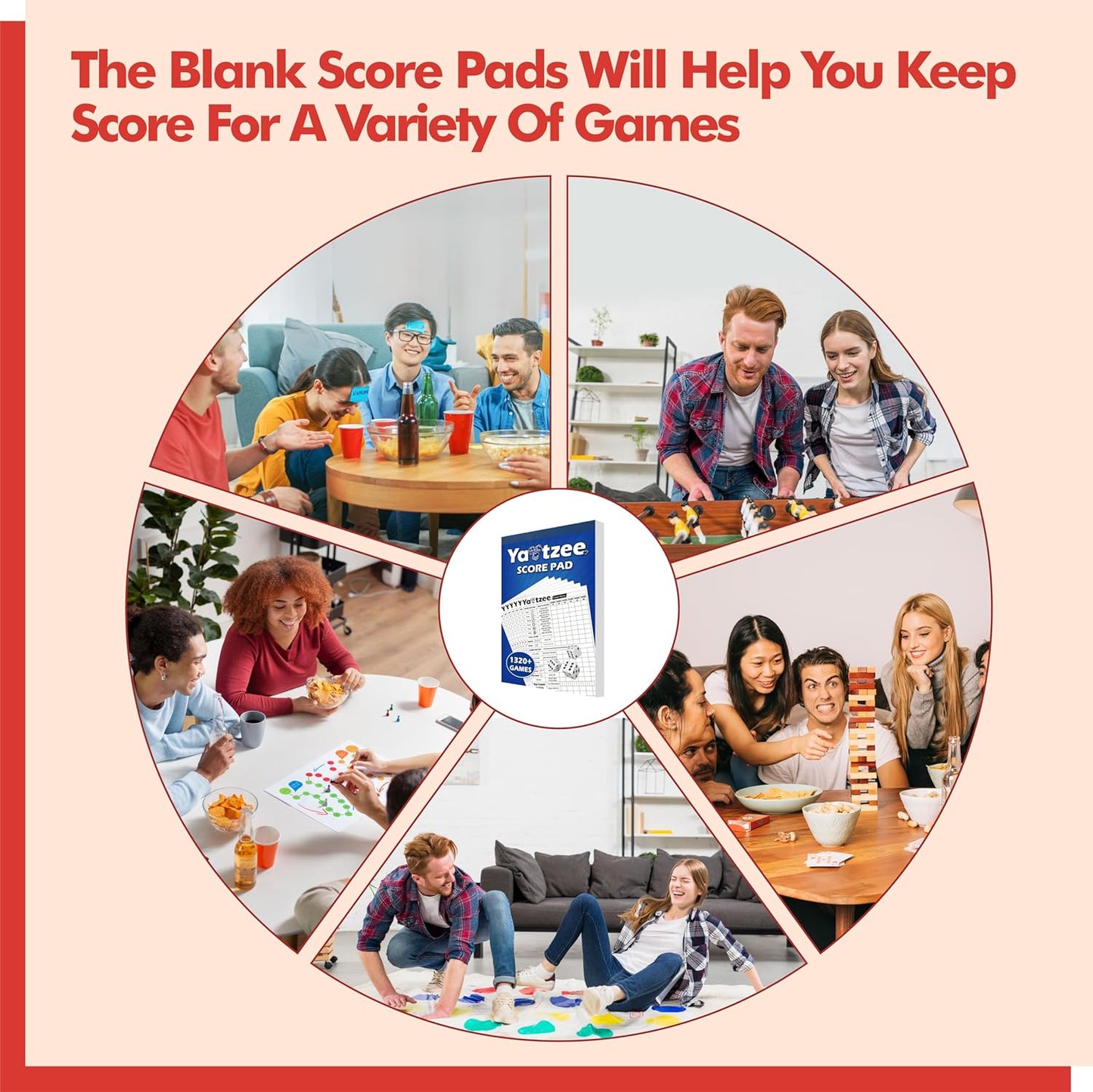 Gethelud 110 Sheets Score Pad for Yahtzee, 220 Tear-Off Pages Score Pad Large Print Score Keeper, Compatible for Yahtzee and Yardzee (6” x 9”)