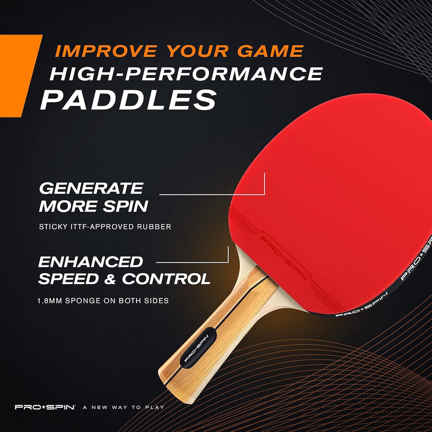 PRO SPIN Ping Pong Paddles - High-Performance Set with Premium Table Tennis Rackets, 3-Star Ping Pong Balls, Compact Storage Case | Professional Quality Ping Pong Paddle Set | Indoor & Outdoor Games