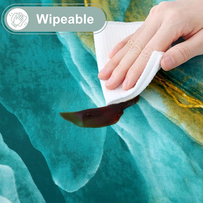 misaya Round Waterproof Vinyl Table Cloth, Wipeable Tablecloth with Flannel Backing, Plastic Table Cover for Dinner, Picnic, Indoor and Outdoor (Ripples, 60")