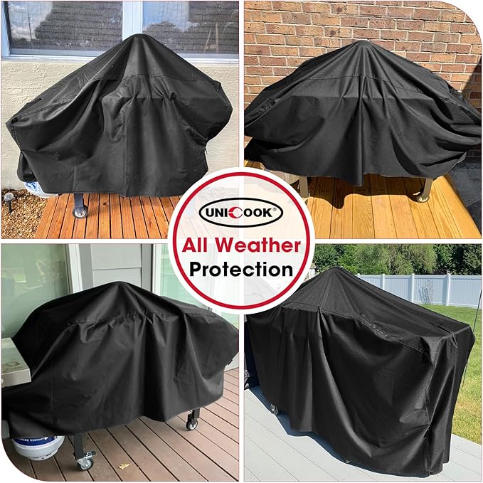 Unicook 28 Inch Griddle Cover for Blackstone and Nexgrill Cooking Station, Heavy Duty Waterproof Flat Top BBQ Grill Cover with Sealed Seam, Includes Support Pole, Black