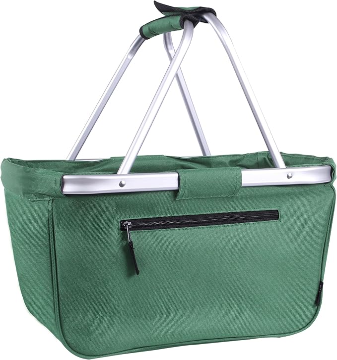 Picnic Basket, SIYUAN 24L Collapsible Market Basket with Two Handles Portable Canvas Grocery Basket Reusable Christmas Shopping Bag