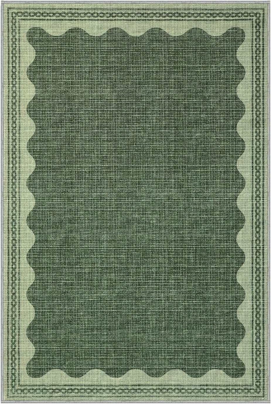 Scalloped Rug 2x3 Rugs for Entryway, Solid Grey Rug Small Area Rug Non Slip Scalloped Bath Mat, Washable Rugs Front Door Mat Indoor Entrance,Soft Girls Nursery Dorm Carpet for Bedroom Kitchen