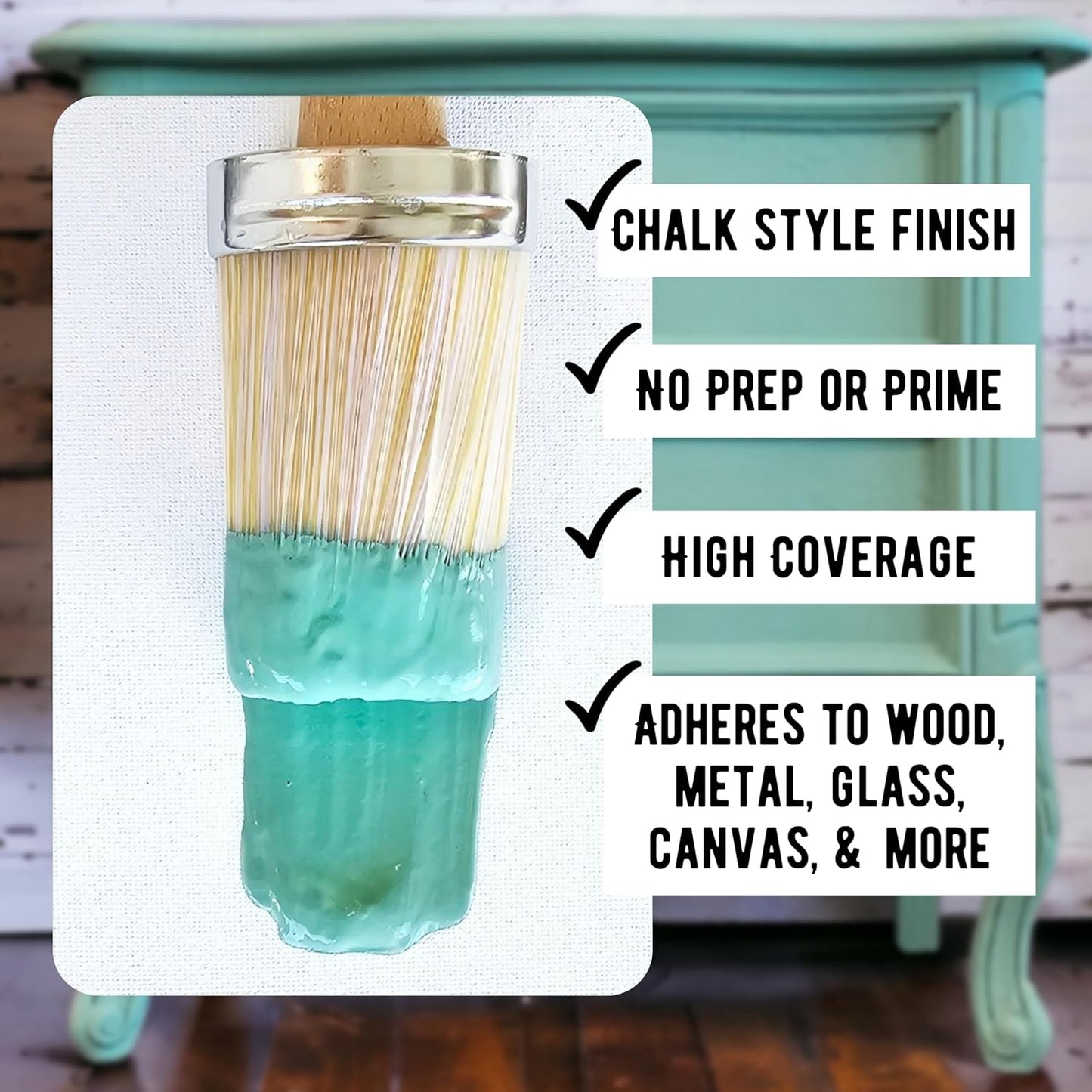 Daydream Apothecary Premium Chalk Style Paint for Furniture, Home Décor, Wood, DIY Interior Projects, Quick Dry, No Prep or Prime Needed, Matte Pastel-Mint Green - 16oz
