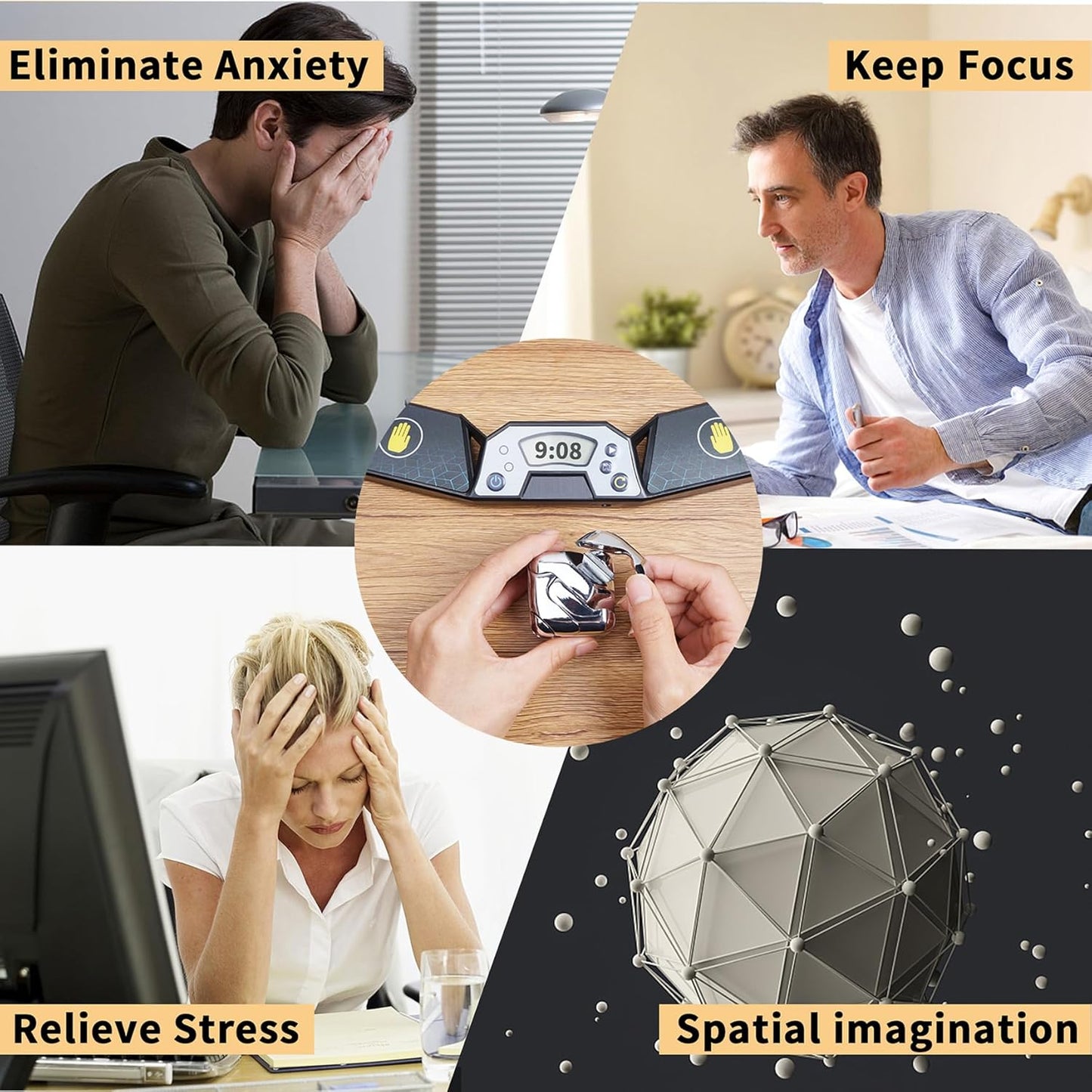 Metal-Puzzles Brain-Teaser 3D-Toys: Fidget-Toys Cool-Gadgets-Stuff Square-Cube-Box Puzzle-Toy ADHD Tools Stress Relief Gift for Kid Children Teen Adult Office Home School Christmas