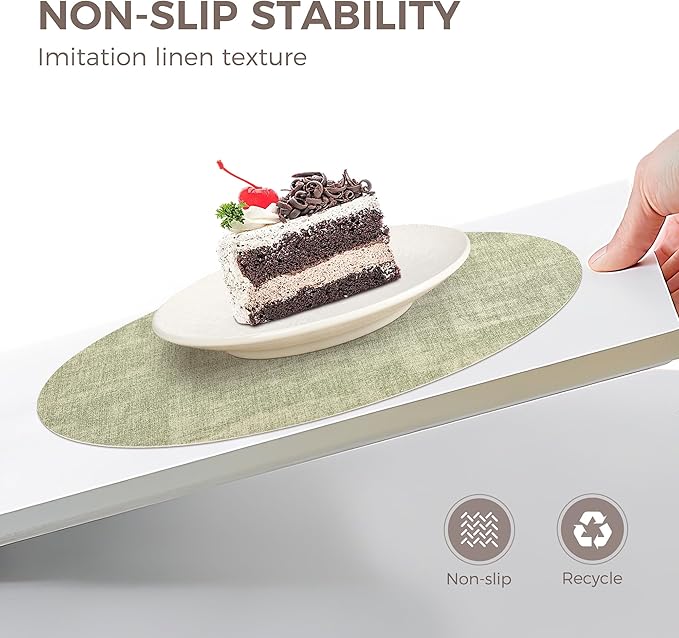 13" Round Placemats Set of 6, NCUE Dual-Sided Faux Leather Heat Resistant Table Mats, Waterproof Oilproof Washable Protective Table Placemats with Coaster, Wipeable Vinyl for Indoor & Outdoor Use