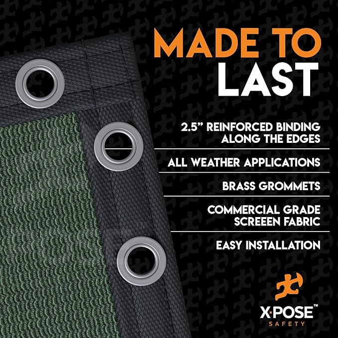 Xpose Safety Privacy Fence Screen 4’ x 50’ – Heavy Duty Green Mesh with 90% Visibility Block, UV Protection – for Garden, Yard, Nursery, Kennel, Dog Run, Greenhouse
