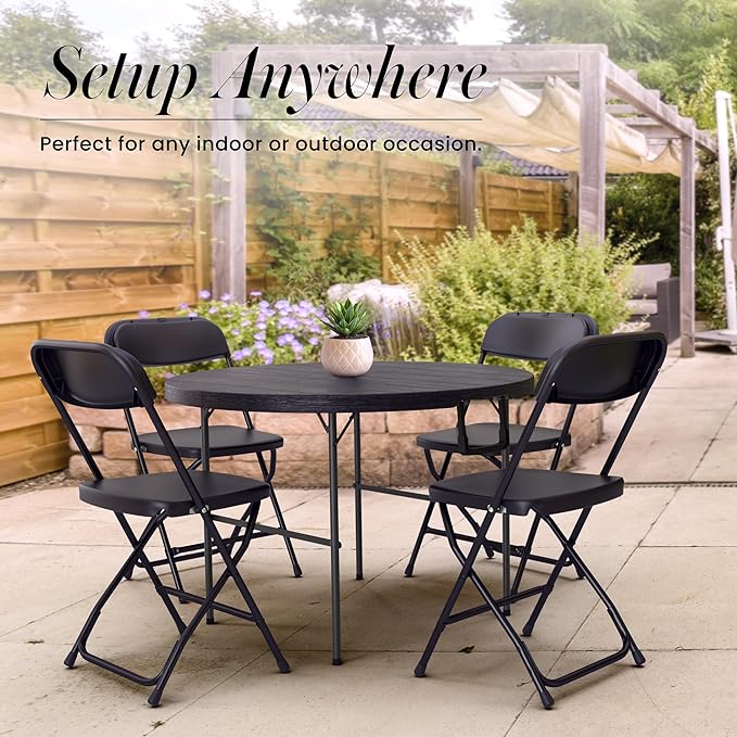 3.5 Feet Circular Round Foldable Table with Built in Handle & Steel Legs | Heavy Duty Portable | Perfect for Party, Dining, Wedding, Events, Picnic Indoor, Outdoor, Camping, Utility