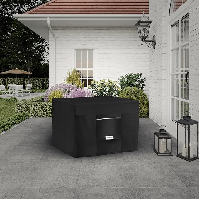Seal Skin Covers Outdoor Fire Pit Cover – Rectangular 58"L x 28"W x 15"H, Heavy Duty Waterproof Fabric with PVC Coating, Windproof, Tear & Weather Resistant Fire Table Cover for Patio, Black