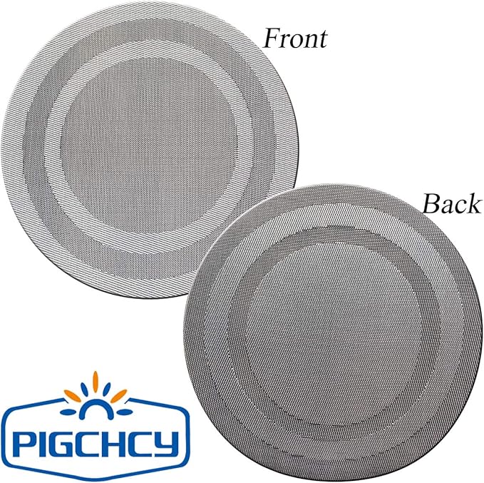 PIGCHCY Round Placemat Set of 6 Heat Resistant Vinyl Washable Kitchen 15 inch Placemats for Home Indoor Outdoor Party (6pcs, Deep Silver)