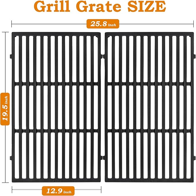 19.5 inch Grill Grates for Weber Genesis Grill Parts, Genesis 300 Series Grates E310 E320 E330 S310 S320 S330 Gas Grill Cooking Grids, Cast Iron Grill Grates Replacement for Weber 7524 7528