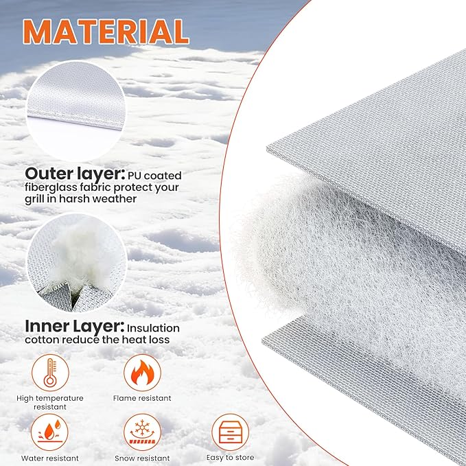 Hisencn Grill Insulation Blanket for Pit Boss PBV3G1 Vertical Smoker, Heat Retention BBQ Smoker Cover for Pit Boss 3 Series Gas Smoker PBV3G1, Fiberglass Thermal Insulated Blanket for Winter Cooking