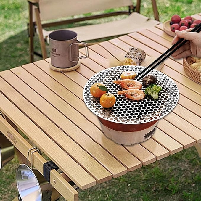 Round Grill Grate, 9.5 Inch Stainless Steel Grill Grate, Heat-Resistant Heavy Duty Cooking Rack for Garden Camping Picnic Hiking Outdoor