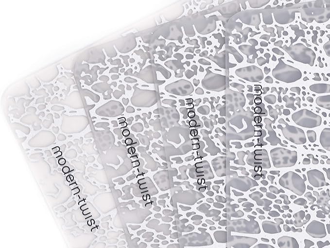 modern-twist 14" x 16" Silicone Rectangular Placemat, BPA, PVC-Free Table Mat, Dishwasher Safe, Cocoon Print in Silver, Pack of 1