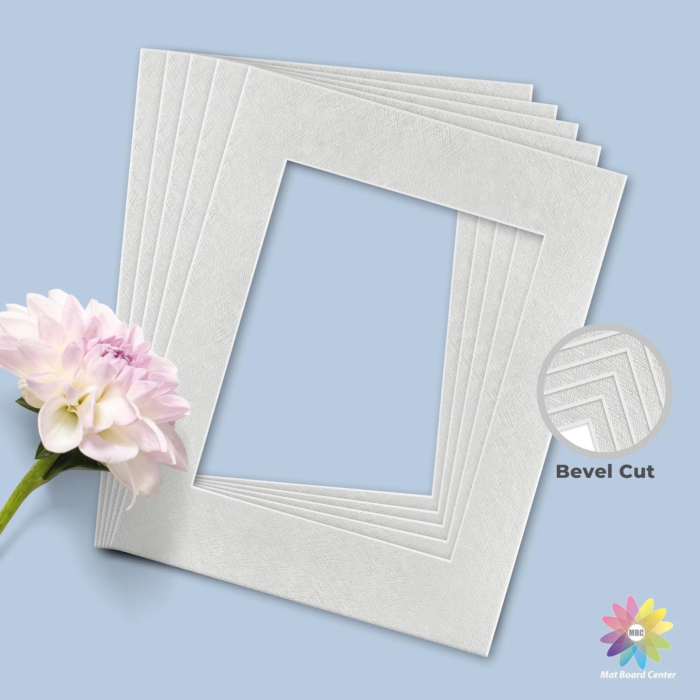 Mat Board Center, Pack of 10, 11x14 Silver Color Mats for 8x10 Pictures, Photos- Bevel Cut, Acid Free, 4-ply Thickness, White Core