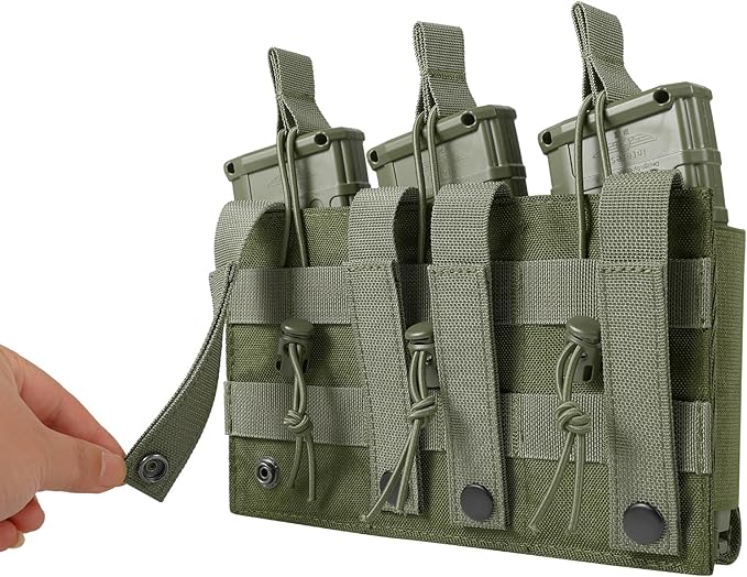 Open-Top Single/Double/Triple Molle Mag Pouch for 5.56mm M4 M16 AK AR Glock M1911 9mm Elastic Rifle Magazines Pistol Mag Pouches Holder Carrier with USA Flag Patch