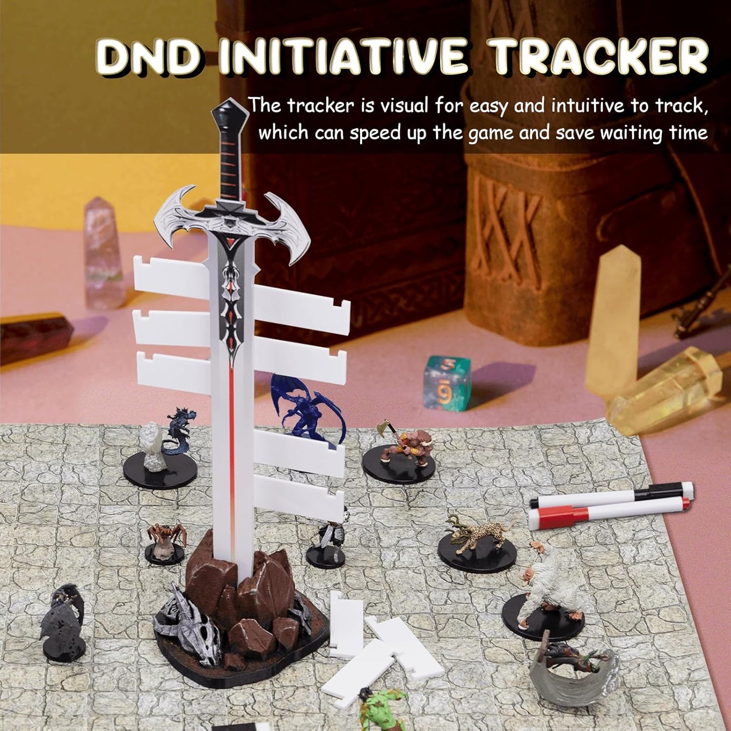 DND Initiative Tracker,Initiative Tracker with 10 Erasable Taken Flags,DND Accessories,Dungeons & Accessories Dragons