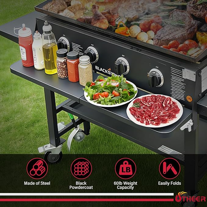 Utheer Upgraded Folding Front Shelf for Blackstone 36 Inch Griddle 2149 1984 1554 1825, Heavy-Duty 36" × 7" Steel Prep Table, 60 lb Load, Space-Saving Fold-Flat Work Surface