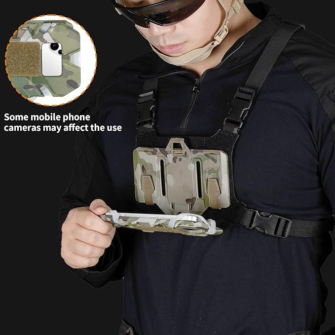 Tactical Molle Phone Holder for Plate Carrier Vest, Quick Release & Adjustable Phone Mount, Compatible with 4.7-6.7 inch Smart Phones, Durable Tactical Accessories for Outdoor Enthusiasts