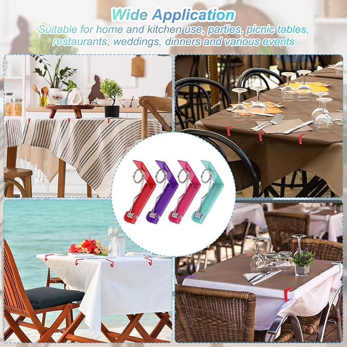 uxcell 4 Pack Tablecloth Clips, Stainless Steel Table Cloth Cover Clamps, 2.87" x 2.36" Windproof Holder Clips for Home Party Picnic Wedding Camping Dining Tables, Metallic Black