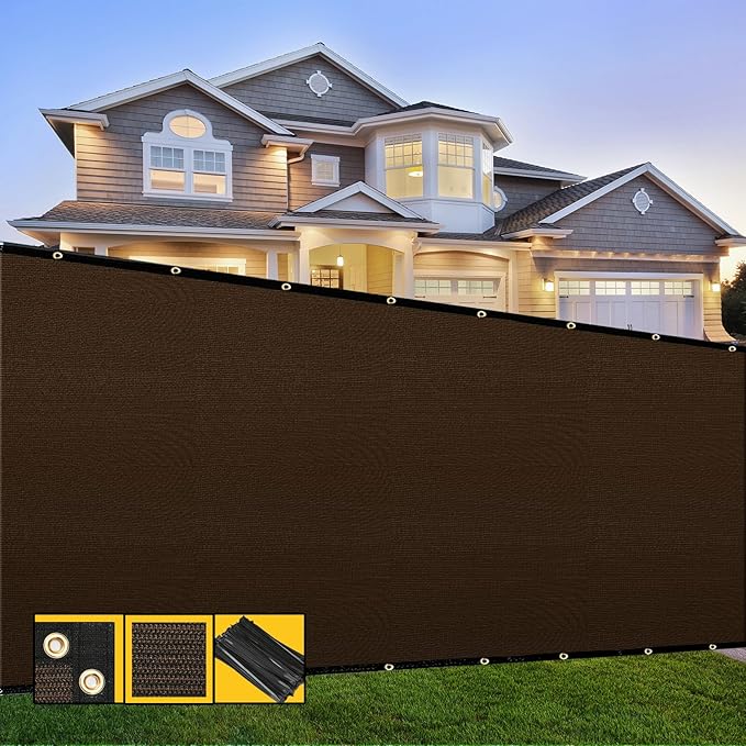 Customized 4' x 125' Brown Fence Privacy Screen,with Bindings & Grommets,Heavy Duty for Gardens Backyard Patio Tennis Court Pool Construction Project Outdoor Events,We Make Custom Sizes