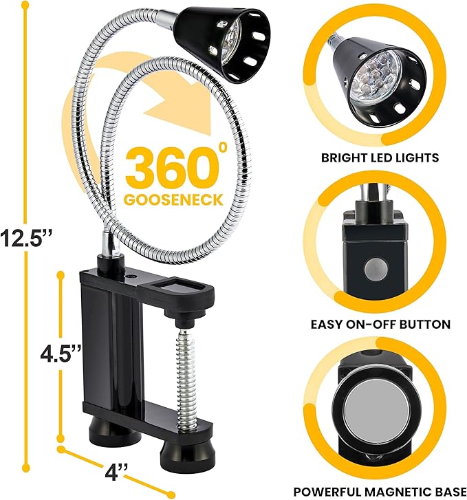 BBQ Grill Lights Magnetic Base Super-Bright LED Lights-360 Degree Flexible Gooseneck, Weather Resistant, Task Lighting Barbecue Grilling Gifts for Men Dad Husband (Black, 1 Pack)