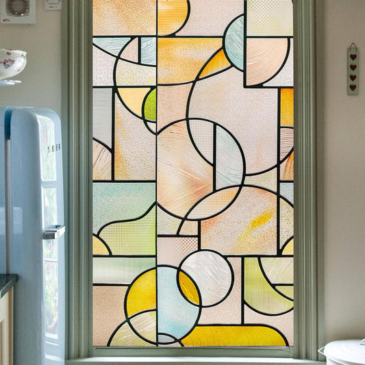 3D Stained Glass Window Privacy Film, Heat Control UV Blocking Static Cling Decorative Window Film for Bathroom,Front Door,Home Non Adhesive,16.9 x 78.7 inches Wilderness