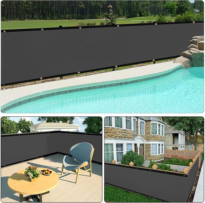 UPGRADE Privacy Fence Screen 6'x29' Dark Grey Outdoor 90% Visibility Blockage 170 GSM Mesh Shade Cover Panels for Backyard,Balcony,Home Decoration with Zip Ties,Customized Avaliable
