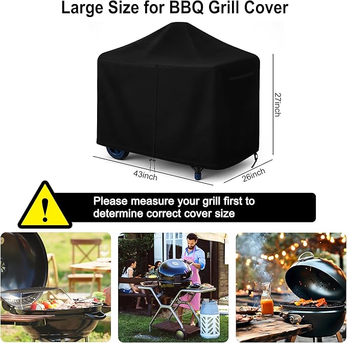 Charcoal Grills Cover for SNS Grills 22", 420D Heavy Duty Water-Resistant BBQ Grill Cover Outdoor Grill Cover Waterproof Griddle Covers with Drawstring, Black